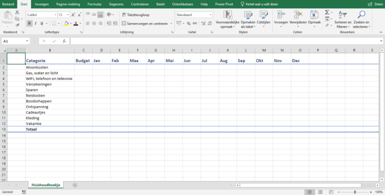 Stap 1: Huishoudboekje opzetten