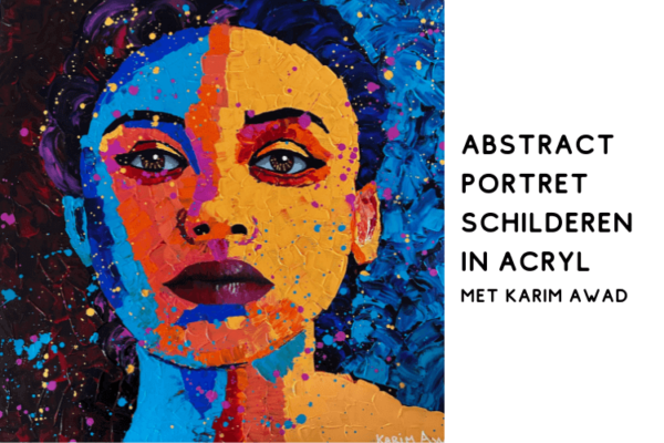 Cursusafbeelding voor de online cursus abstract portret schilderen in acrylverf met instructeur Karim Awad